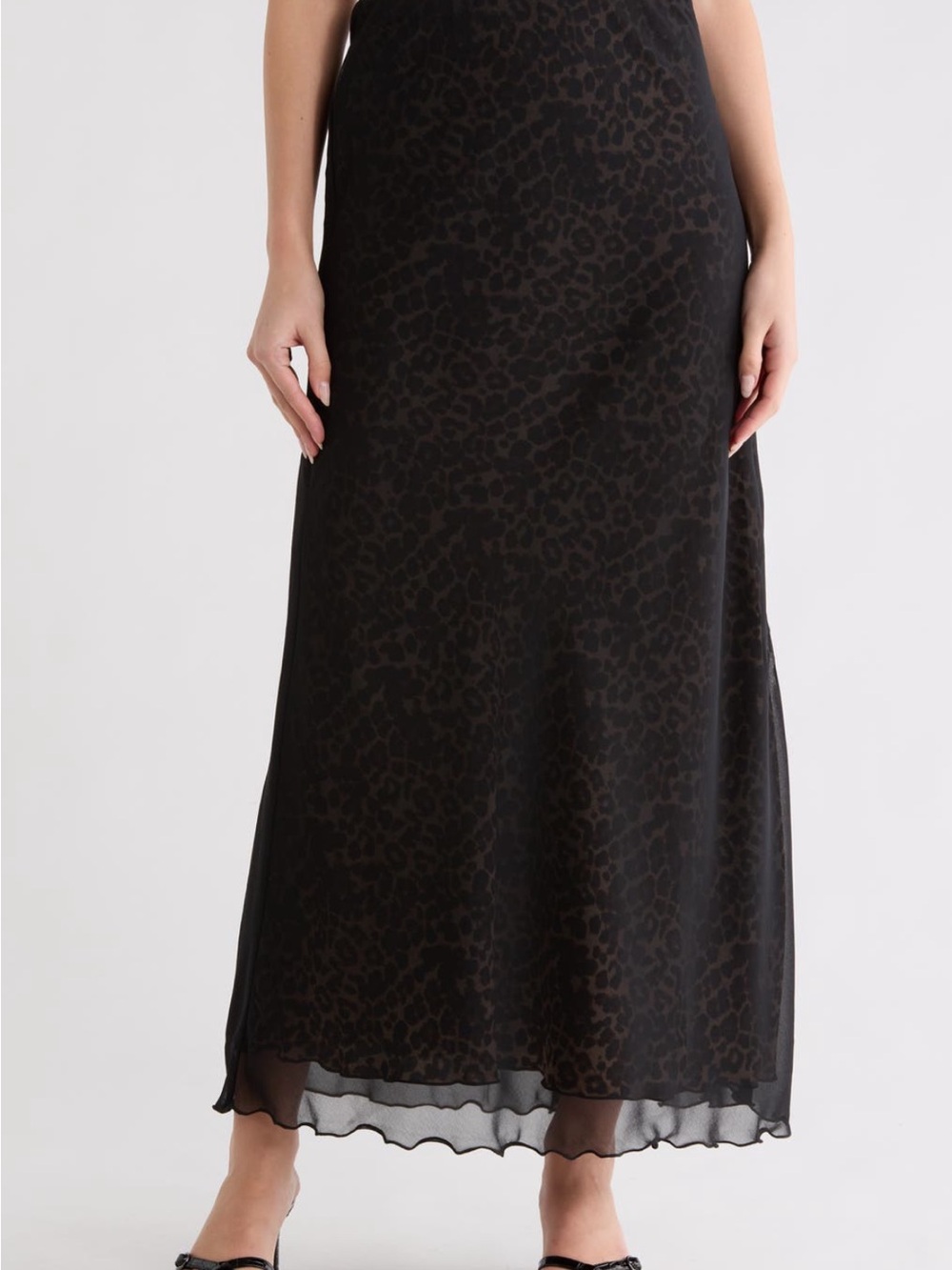 Parker Black Leopard-Print Maxi Skirt